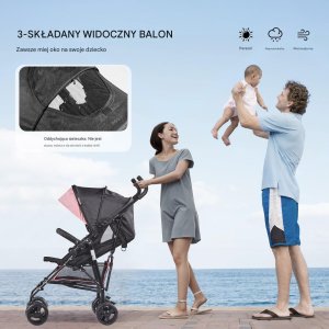 Wózek Vevor Ultralekki Różowy Składany Wózek Spacerowy  Kompaktowy i Bezpieczny 5
