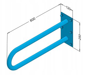 Poręcz łukowa stała, mocowana do ściany poler 600 mm 2