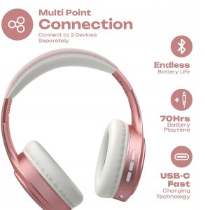 PowerLocus Bluetooth Headphones P19 Rose Gold 2