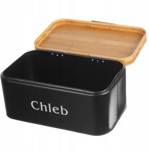 CHLEBAK METALOWY CZARNY Z DESKĄ DO KROJENIA + MASELNICZKA + NÓŻ BRUNBESTE BB-2777 3