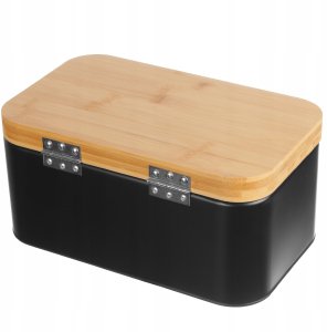 CHLEBAK METALOWY CZARNY Z DESKĄ DO KROJENIA + MASELNICZKA + NÓŻ BRUNBESTE BB-2777 4
