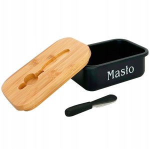 CHLEBAK METALOWY CZARNY Z DESKĄ DO KROJENIA + MASELNICZKA + NÓŻ BRUNBESTE BB-2777 6