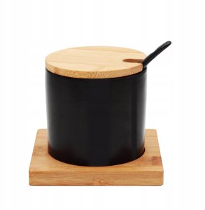CUKIERNICZKA CERAMICZNA Z BAMBUSOWĄ PODSTAWKĄ 350ML BRUNBESTE BB-4501 1