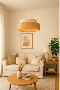 Beżowa lampa sufitowa ZARIA boho  rattan, styl skandynawski 1