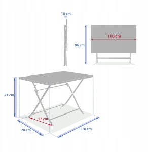 Składany stół ogrodowy, 110 x 70 cm, GREENSBORO 3