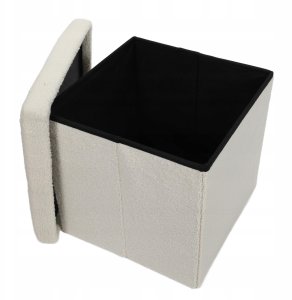 Pufa ze schowkiem boucle BINI, 38 x 38 x 38 cm 5