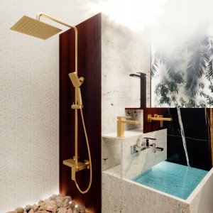 Valvex bateria wannowa stojąca 4-otworowa z akcesoriami ARS, miedź szczotkowana 2420580 5