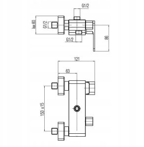 Valvex bateria natryskowa ścienna z przyłączem górnym Loft, chrom 2455760 2