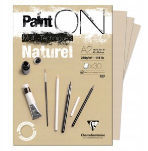 Paint-On Blok A2 250gram 30 arkbrunt/naturel papir, multi teknik, toplimet 2