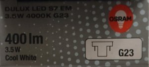OSRAM DULUX LED S 400lm 3,5W/840 (7W) G23 EM/230V 4