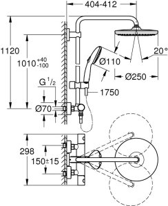 Grohe Vitalio Start 250 - Brusesystem 8,5l flex 5