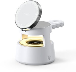DUZZONA W23 - ładowarka indukcyjna 5w1 z głośnikiem Bluetooth i podświetleniem, kompatybilna z MagSafe 15W czarna 2