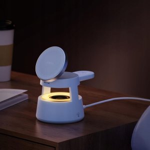 DUZZONA W23 - ładowarka indukcyjna 5w1 z głośnikiem Bluetooth i podświetleniem, kompatybilna z MagSafe 15W czarna 4