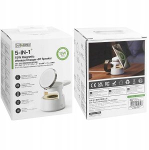 DUZZONA W23 - ładowarka indukcyjna 5w1 z głośnikiem Bluetooth i podświetleniem, kompatybilna z MagSafe 15W czarna 8