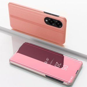 Etui Clear View Case na Samsung Galaxy S25 Edge pokrowiec z klapką - różowe 1
