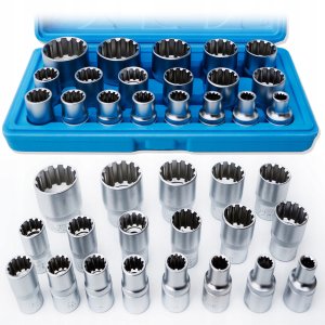 ZESTAW KLUCZY SPLINE NASADKI 1/2" CALA 12 kątne 12 kąt nasadka 8-32mm 1