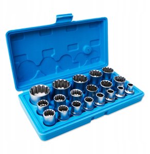 Falontech ZESTAW KLUCZY SPLINE NASADKI 1/2" CALA 12 kątne 12 kąt nasadka 8-32mm 3