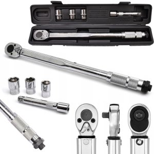 KLUCZ DYNAMOMETRYCZNY 1/2" 28-210NM + 3 CHROMOWANE NASADKI 17 19 21mm 1