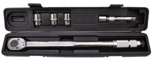 KLUCZ DYNAMOMETRYCZNY 1/2" 28-210NM + 3 CHROMOWANE NASADKI 17 19 21mm 2