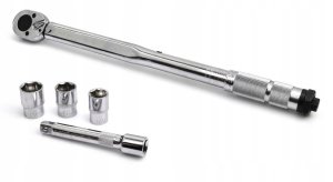 KLUCZ DYNAMOMETRYCZNY 1/2" 28-210NM + 3 CHROMOWANE NASADKI 17 19 21mm 3