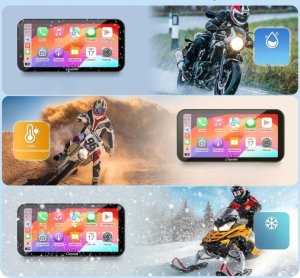 Nawigacja GPS Carpuride W603 Motocyklowy ekran Carplay/Android 6,3" Auto GPS i pilot 3