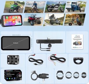 Nawigacja GPS Carpuride W603 Motocyklowy ekran Carplay/Android 6,3" Auto GPS i pilot 7
