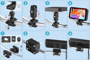 Nawigacja GPS Carpuride W603 Motocyklowy ekran Carplay/Android 6,3" Auto GPS i pilot 8