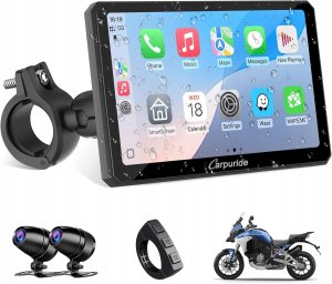 Carpuride W712D ekran motocyklowy 7'' podwójne kamery 1080p CarPlay nowy 1