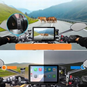 Radio samochodowe Carpuride W712D ekran motocyklowy 7'' podwójne kamery 1080p CarPlay 2