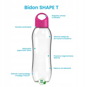 Dafi Bidon na Wodę SHAPE T 0,7 l Kolor Flamingowy 2