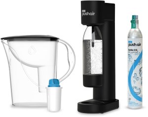 PushAir Saturator Czarny Nabój Butelka 0,7 + Dzbanek z Filtrem Mg+ Cl 2