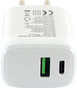 Ładowarka sieciowa USB-C PD 20W i USB-A QC 18W 5