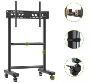 Techly Stojak Mobilny do Telewizora 60-86 Cali 68kg z Półką AV (ICA-TR533BK) 5