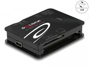 Czytnik Delock DeLOCK USB 2.0 Card Reader for CF / SD / Micro SD / MS / xD / M2 memory cards, CF, MMC, MS Duo, MS Micro (M2), MicroSD (TransFlash), SD, xD, Black, 480 Mbit/s, USB 2.0, 43.5 mm, 56.6 mm 2
