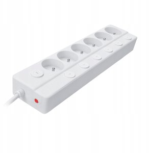 Solight Solight 6z prodlužovací přívod, 3m, 3 x 1mm2, bílý, 6+1 vypínač 2