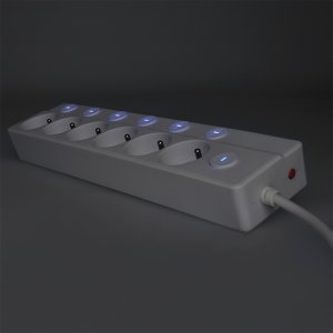 Solight Solight 6z prodlužovací přívod, 3m, 3 x 1mm2, bílý, 6+1 vypínač 4