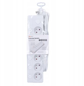 Solight Solight 6z prodlužovací přívod, 3m, 3 x 1mm2, bílý, 6+1 vypínač 6