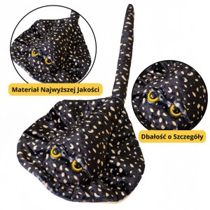Maskotka Pluszowa Płaszczka Przytulanka Czarna W Kropki 50cm 1