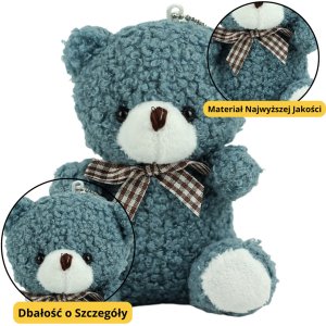 Miś Pluszowy Brelok Zawieszka Ozdoba Granatowy 8cm 1