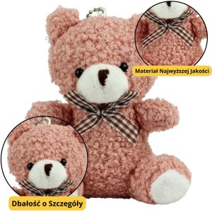 Miś Pluszowy Brelok Zawieszka Ozdoba Różowy 8cm 1