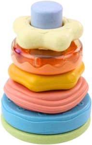 Wieża z Kółek Układanka Sensoryczna Dla Malucha Pastelowa 17cm 5