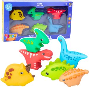 Zestaw Zabawek Do Kąpieli Dinozaury Gumowe Kolorowe 6szt 1