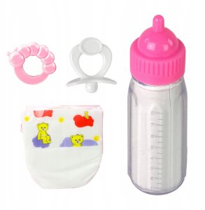 Zestaw Akcesoria Dla Lalek Smoczek Butelka Pielucha Grzechotka 2