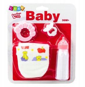 Zestaw Akcesoria Dla Lalek Smoczek Butelka Pielucha Grzechotka 3