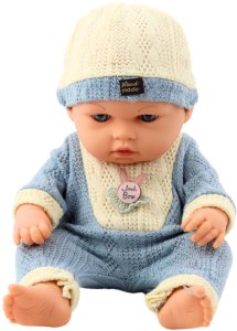 Lalka Bobas W Dzianinowym Niebieskim Ubranku Czapeczka 3