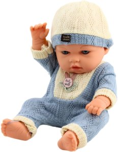 Lalka Bobas W Dzianinowym Niebieskim Ubranku Czapeczka 4