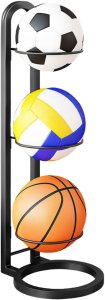 LeanToys Stojak na 3 piłki, metalowy, czarny 4