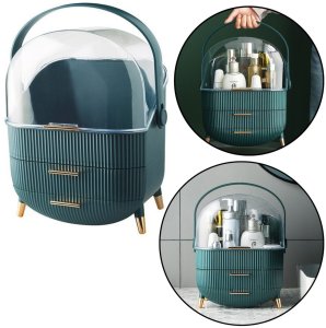 Organizer Na Kosmetyki Otwierana Porywa Transparentna Dwie Szuflady Zielony 2