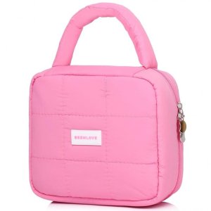 Kosmetyczka damska pikowana kuferek z rączką 21 x 17 x 8cm KS139R 2