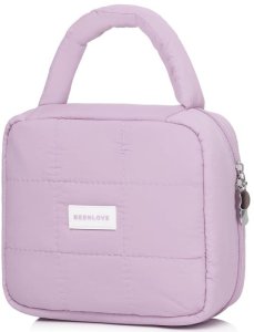 eCarla Kosmetyczka damska pikowana kuferek z rączką 21 x 17 x 8 cm KS139FIO 2